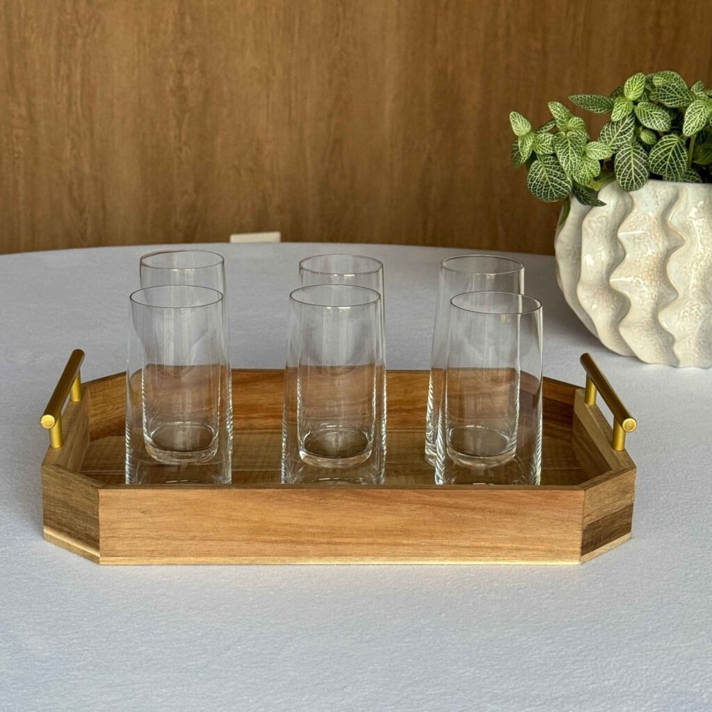 Bandeja Hexagonal + Caja de vasos Allure Long Drink