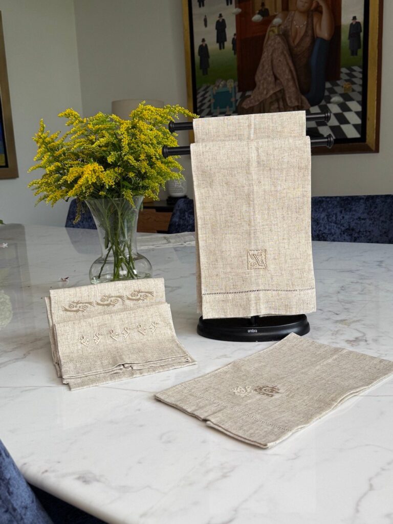 Toalla de manos avena/ Sello beige