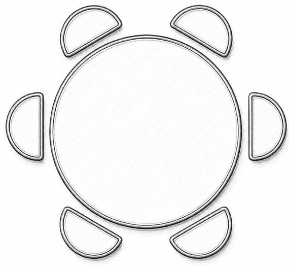 Mesa redonda de 6 personas